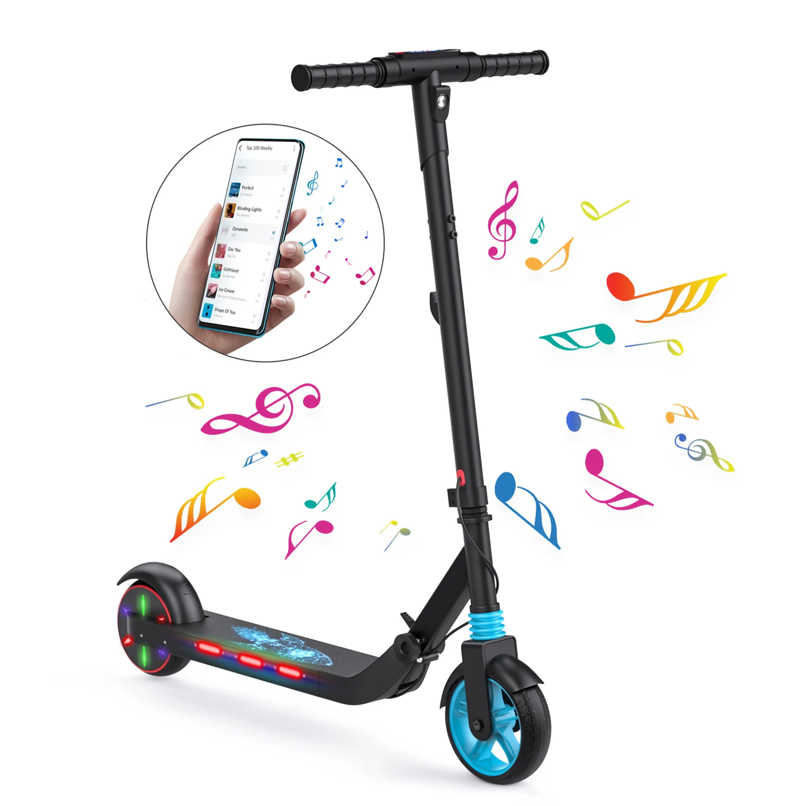 

AOVOPRO USA Europe Germany UK Warehouse Drop Shipping Foldable 2.5AH Max 15KM/H 6.5" Music Speaker Children Electric Scooter