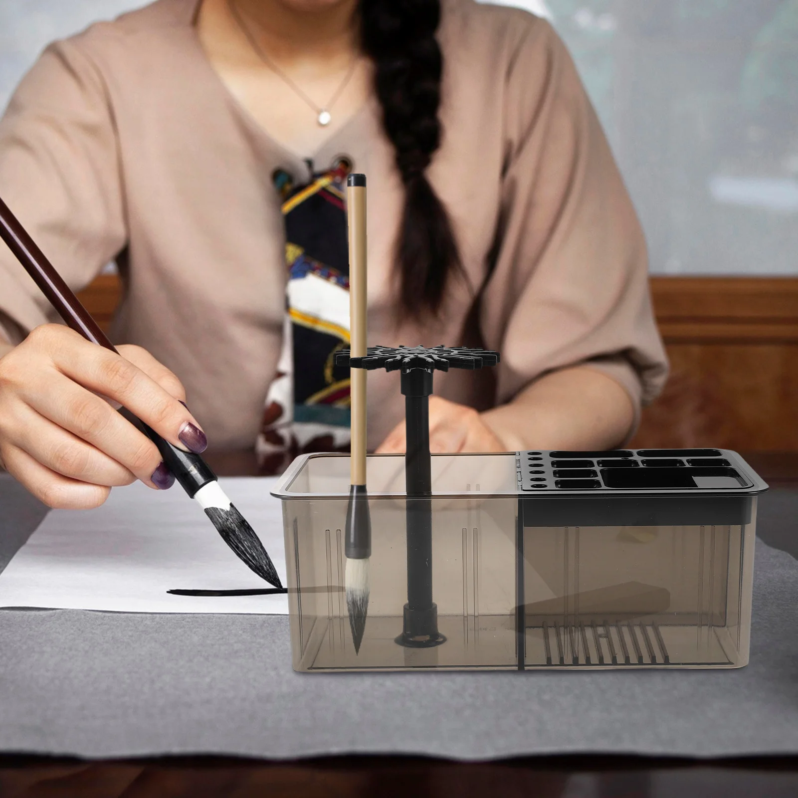 

Hanging Pen Holder With Multiple Slots Plastic Brush Pen Storage Rack For Calligraphy Painting Ink Organizer Desktop Decor Art