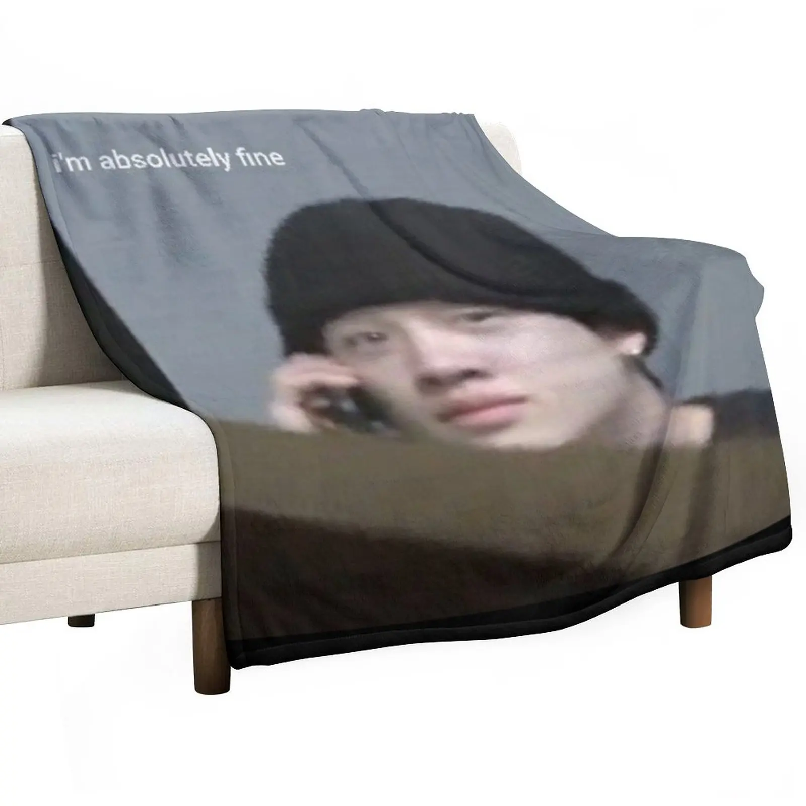 

Bang Chan cellphone meme Throw Blanket Blanket For Sofa Dorm Room Essentials