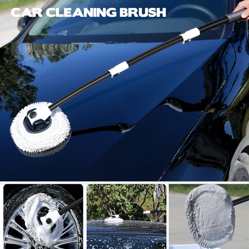 Car Cleaning Brush Mop Kit Wash Brush Chenille Microfiber Car Wash Brush Telescopic Long Handle Cleaning Mop Car Cleaning Too