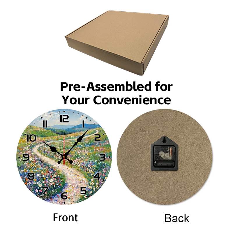 ساعة حائط معلقة صامتة مستديرة خشبية على شكل زهرة، مناسبة لغرفة المعيشة والمكتب وغرفة الدراسة وغرفة النوم وديكور المنزل