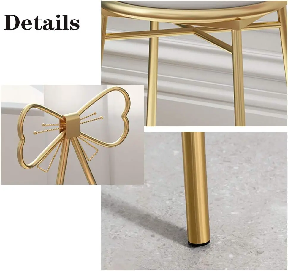 Modern Makeup Vanity Chair Stool,Cute Butterfly Stool Chair Ottoman Bench Metal Bench Legs Gold Dining Chair For Kitchen