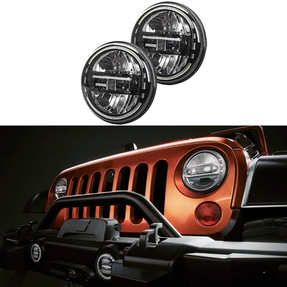 Lantsun J370 7Inch LED Headlights Aluminum Alloy Headlamp for Jeep for Wrangler JK07-17, 1-Pair
