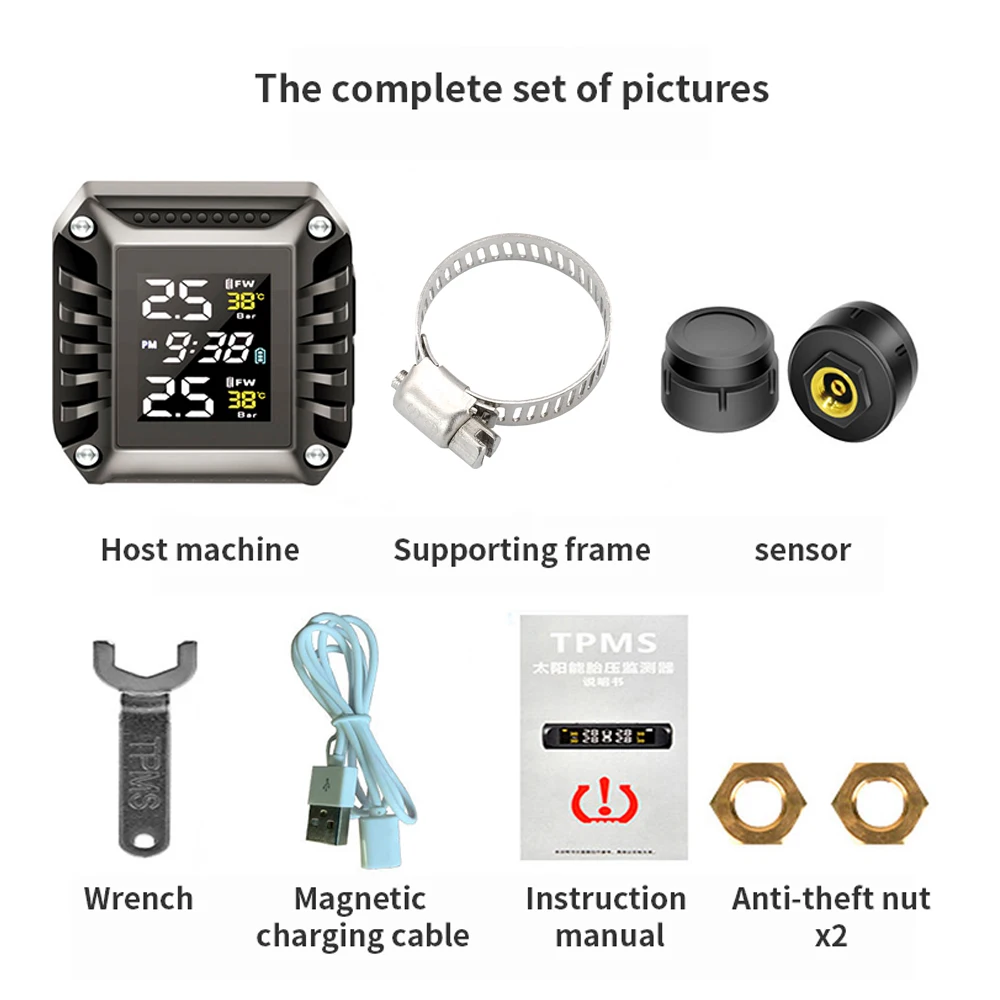 مراقبة ضغط الإطارات في الوقت الحقيقي، بدء التشغيل الذكي المقاوم للماء، مناسبة للدراجات النارية والدراجات والمركبات الكهربائية