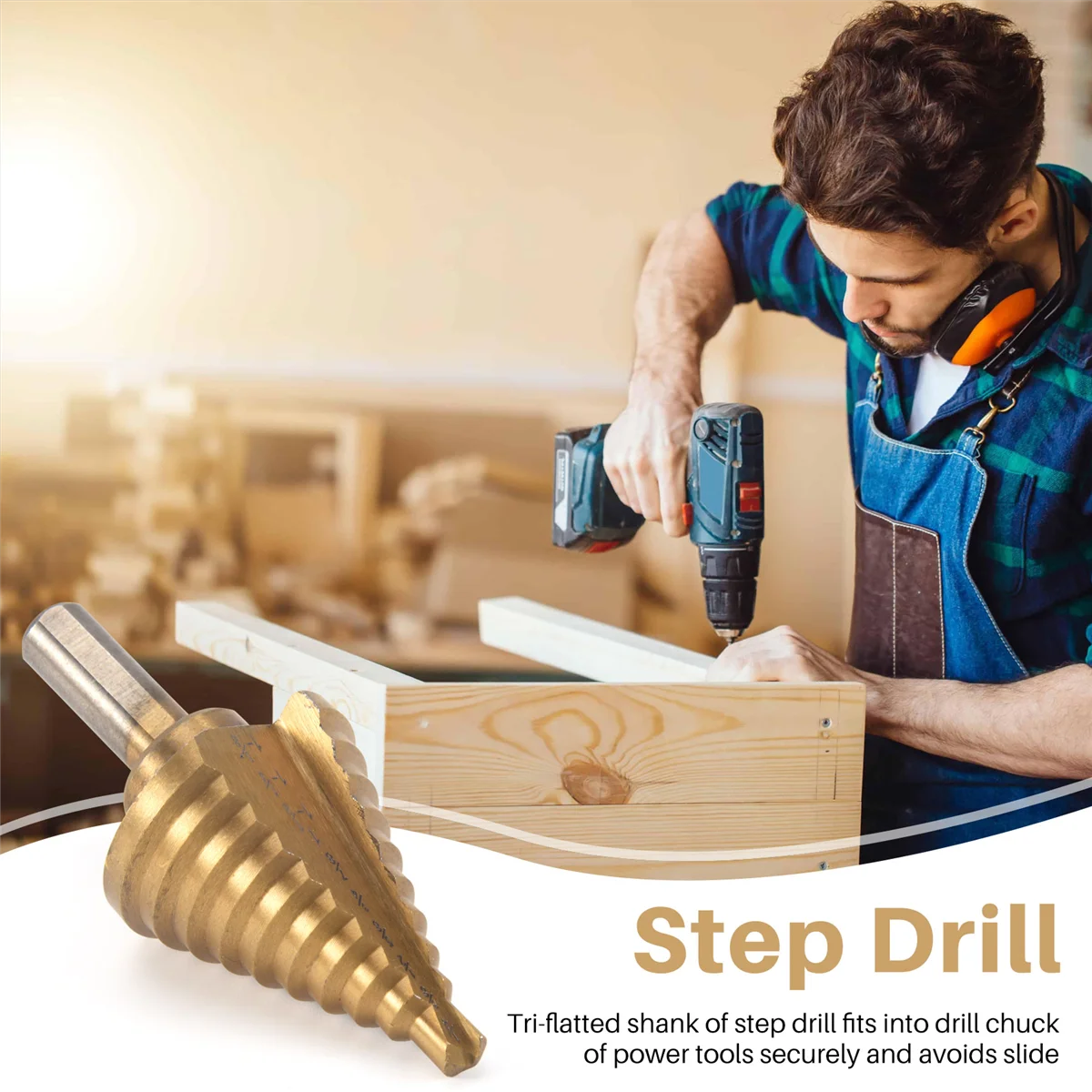 AT16 Step Drill Cone Drill Bits, High Speed Steel 10 Steps 1/4 to 1-3/8 inch