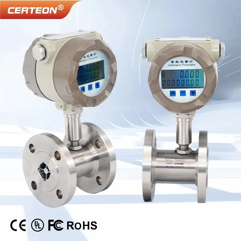 CKLWGY-1 Turbine Flow Meter DN10-50 RS485 4-20mA Digital Fuel Diesel Water Stainless Clamp Flange Liquid Sensor