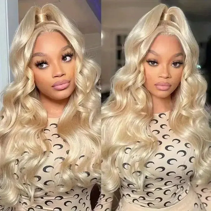 YKB Body Wave 13x7 blond 613 HD koronka z przodu 100% ludzkie włosy peruki frontalny 200 gęstość brazylijski wstępnie złupiony 34 40 Cal dla kobiet