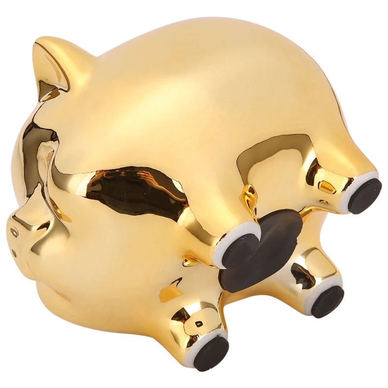 Ceramic Gold Pig Piggy Bank Cute Coin Piggy Bank Creative Home Furnishings Lucky Pig Decoration,Gold Pig