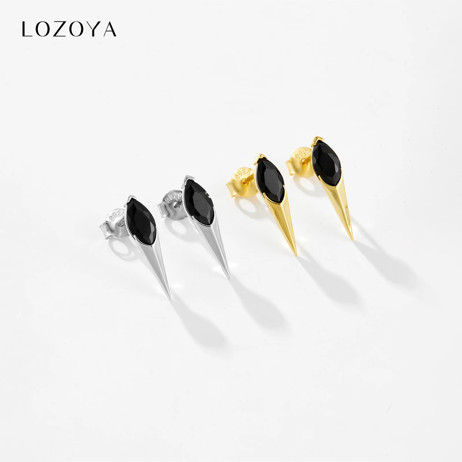 

LOZOYA 925 Sterling Silver White Zircon CZ Spike Stud Earring Women 2026 Wholesale Women Rock Punk Fine Jewelry