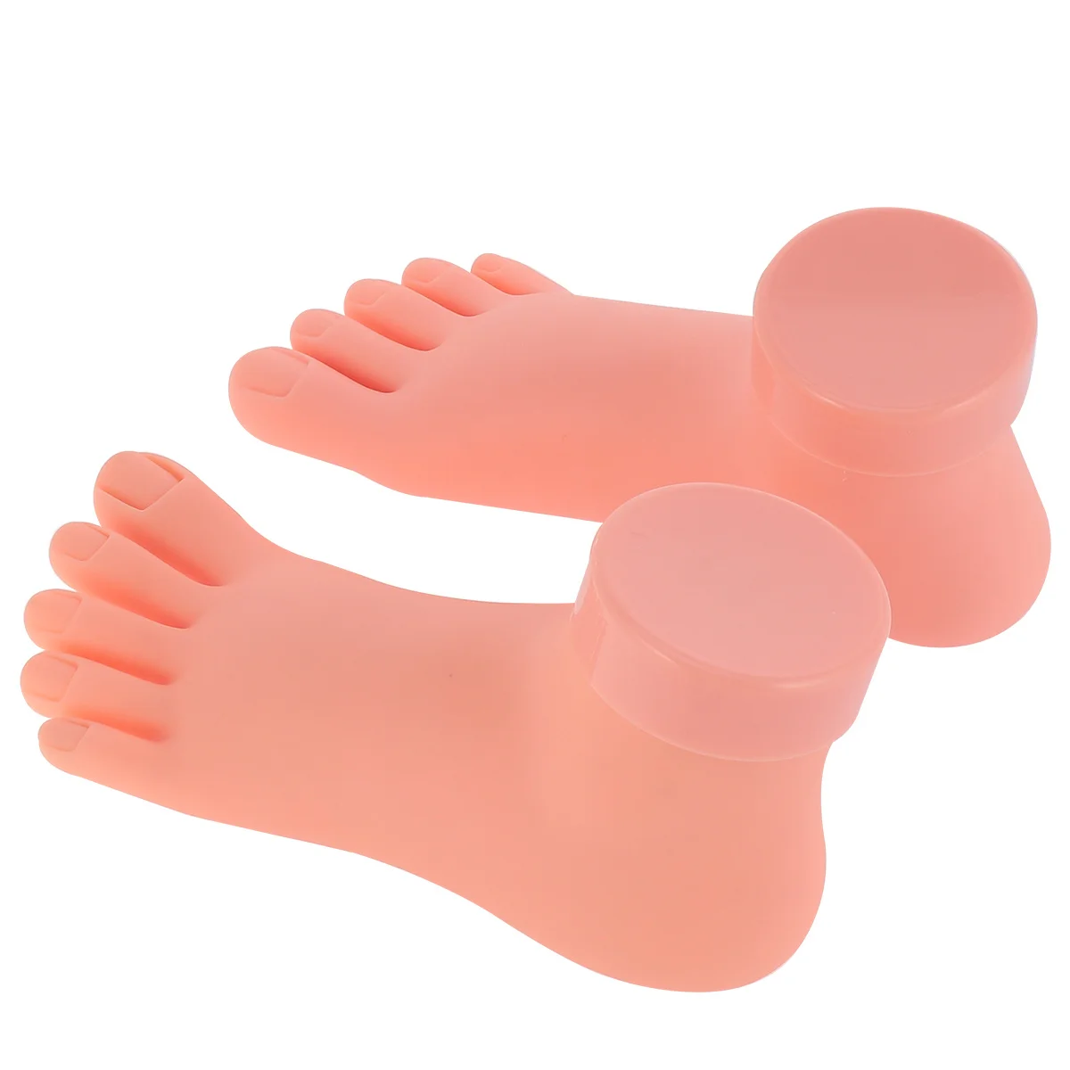 2Pcs Nail Art Foot Practice Right Left Durable Elasticity Manicure Training Tool for Sculptured Skill Improvement