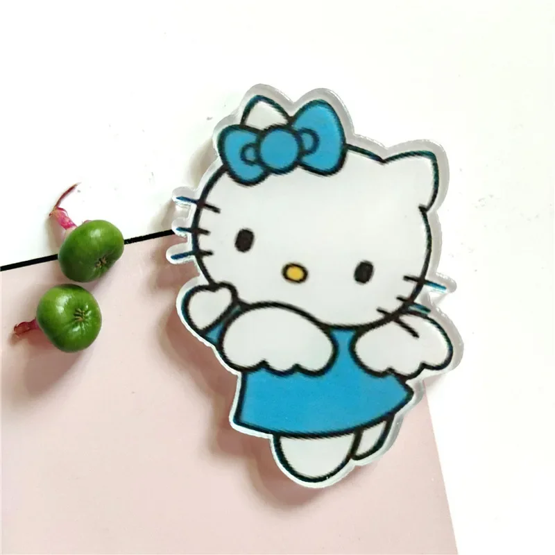 Kawaii HelloKittys Brooch Sanrio Anime Cartoon Girl Emblem Acrylic Patch Fashion Bag Clothes Pin Jewelry Children's Toy Gifts