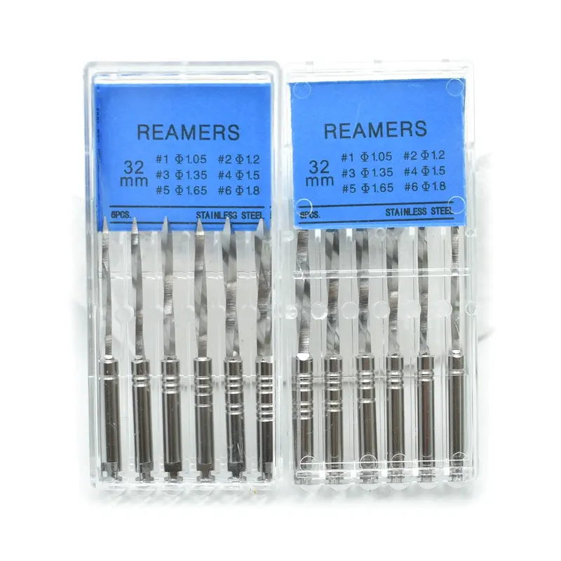 Dental Stainless Steel Reamers Drills 6Pcs/Pack  Endodontic Reamers 32MM Fiber pile drill bit