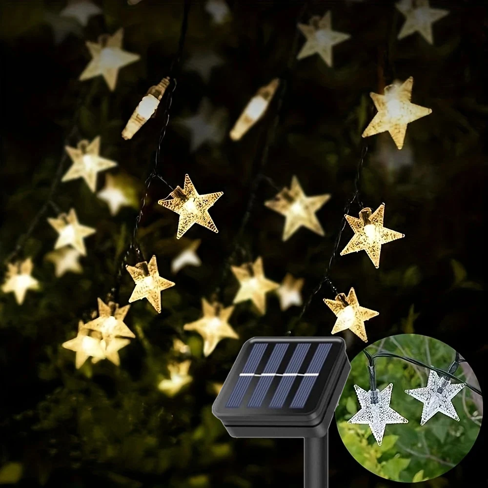 

12m/7m/5m Outdoor Solar Star String Lights Weatherproof Solar Lights Fairy Lights Star for Christmas Garden Wedding Decoration