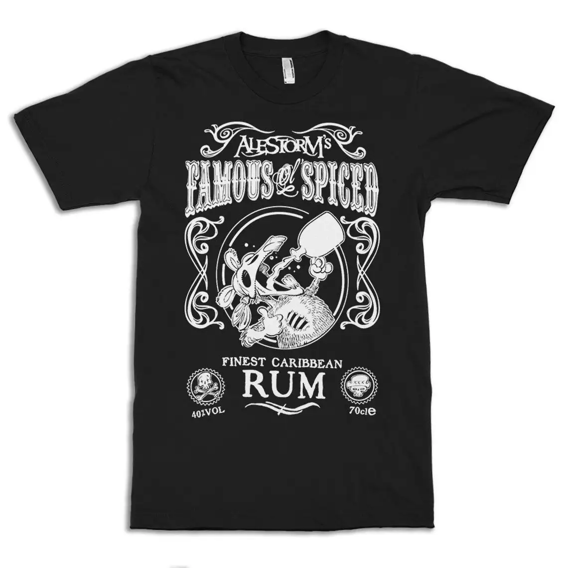 Alestorm Famous Ol’ Spiced Rum T-Shirt Regular Fit Short Sleeve Tops