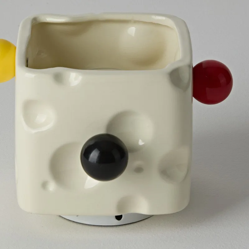 Cute Cheese-shaped Ceramic LED Night Light with Colorful Knobs