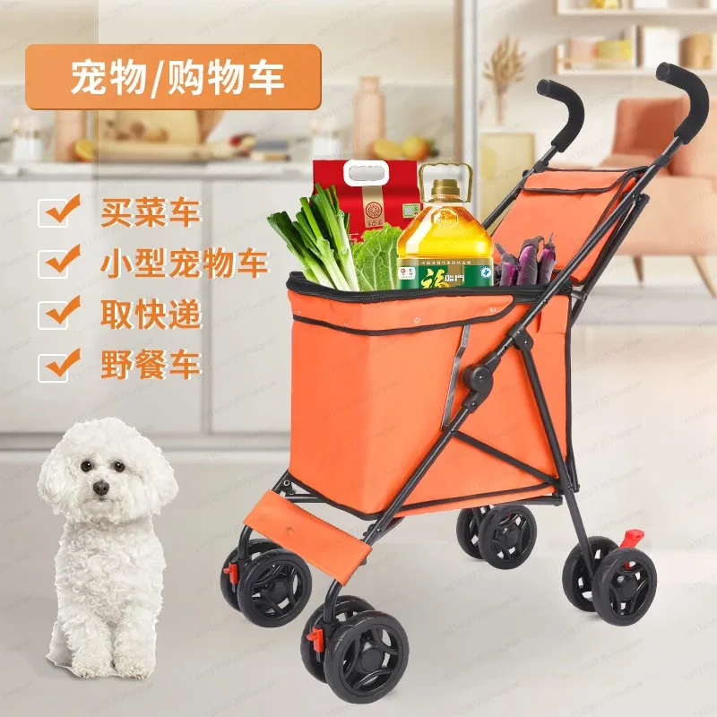 Light Portable Folding Shopping Cart Trolley, Trailer Trolley for Camping Stall Goods Hauling & Express Pick Up