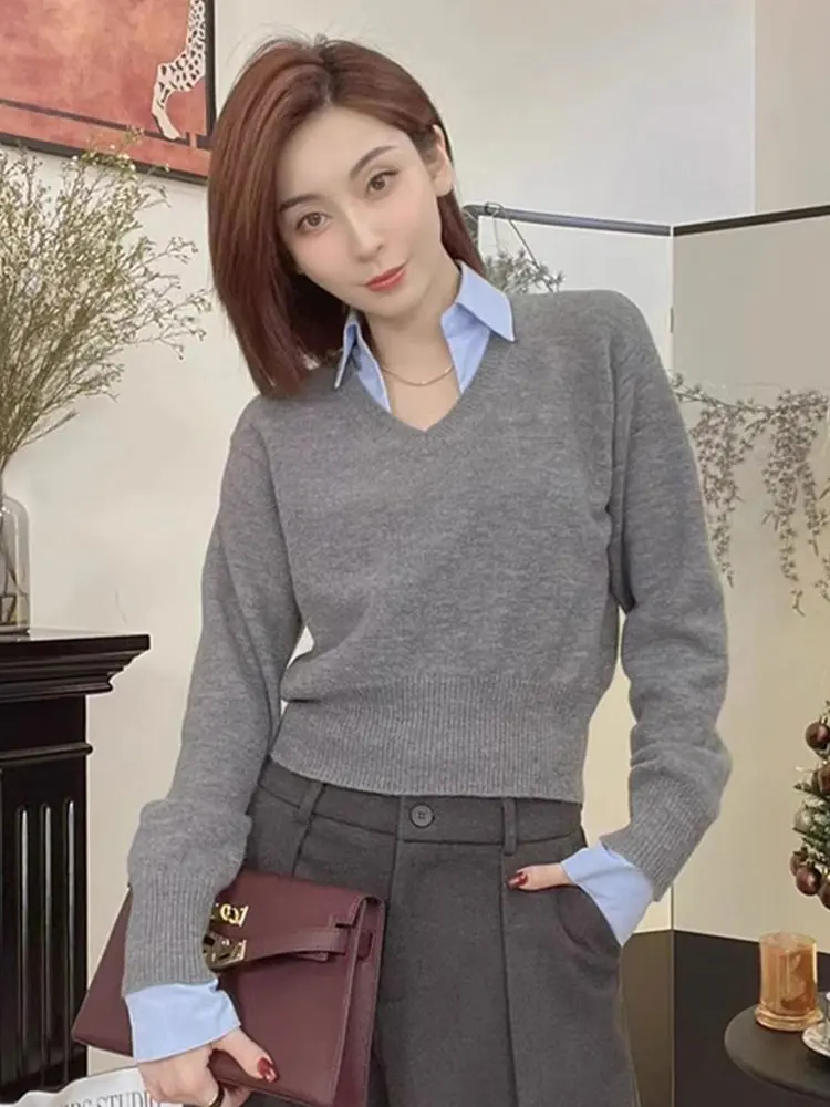 เสื้อสเวตเตอร์ถักไหมพรมเนื้อนุ่ม สวมใส่สบาย ดีไซน์สีสันสดใส นุ่มสบาย ใหม่ล่าสุด เหมาะสำหรับใส่เป็นเสื้อตัวในสำหรับผู้หญิง แฟชั่นสำหรับใส่ไปทำงาน