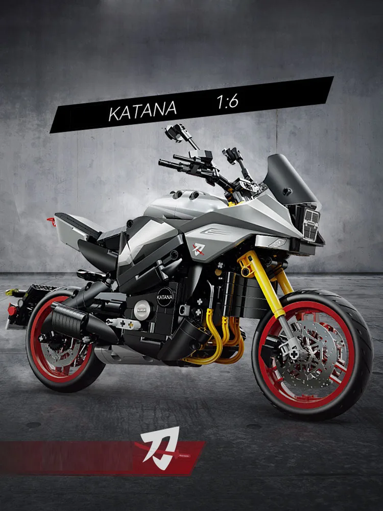 Technischer Japan-Motor-MOC-Baustein, Maßstab 1:6, 2022 Katana-Motorrad-Konstruktionsmodell, Bausteine, Spielzeug, Sammlerstück, ideal als Geschenk. – Detail 1