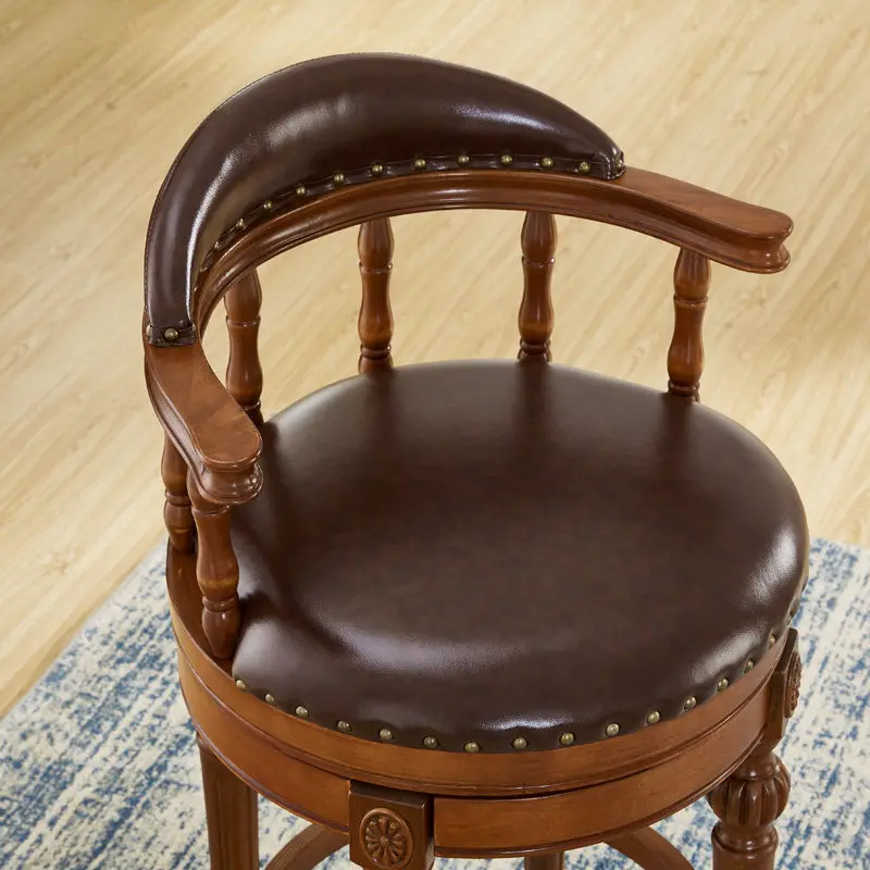 PYJ All Solid Wood American Solid Wood Backrest Bar Chair High Stool Household Chair