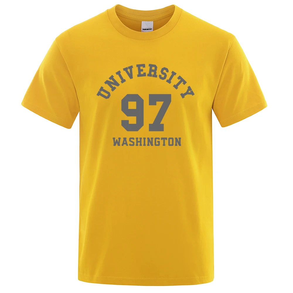 University 97 Washington Hip Hop Letter Goth Clothes Men Loose Oversize T-Shirts Summer Tshirts Cotton T-Shirt Casual Loose Tops