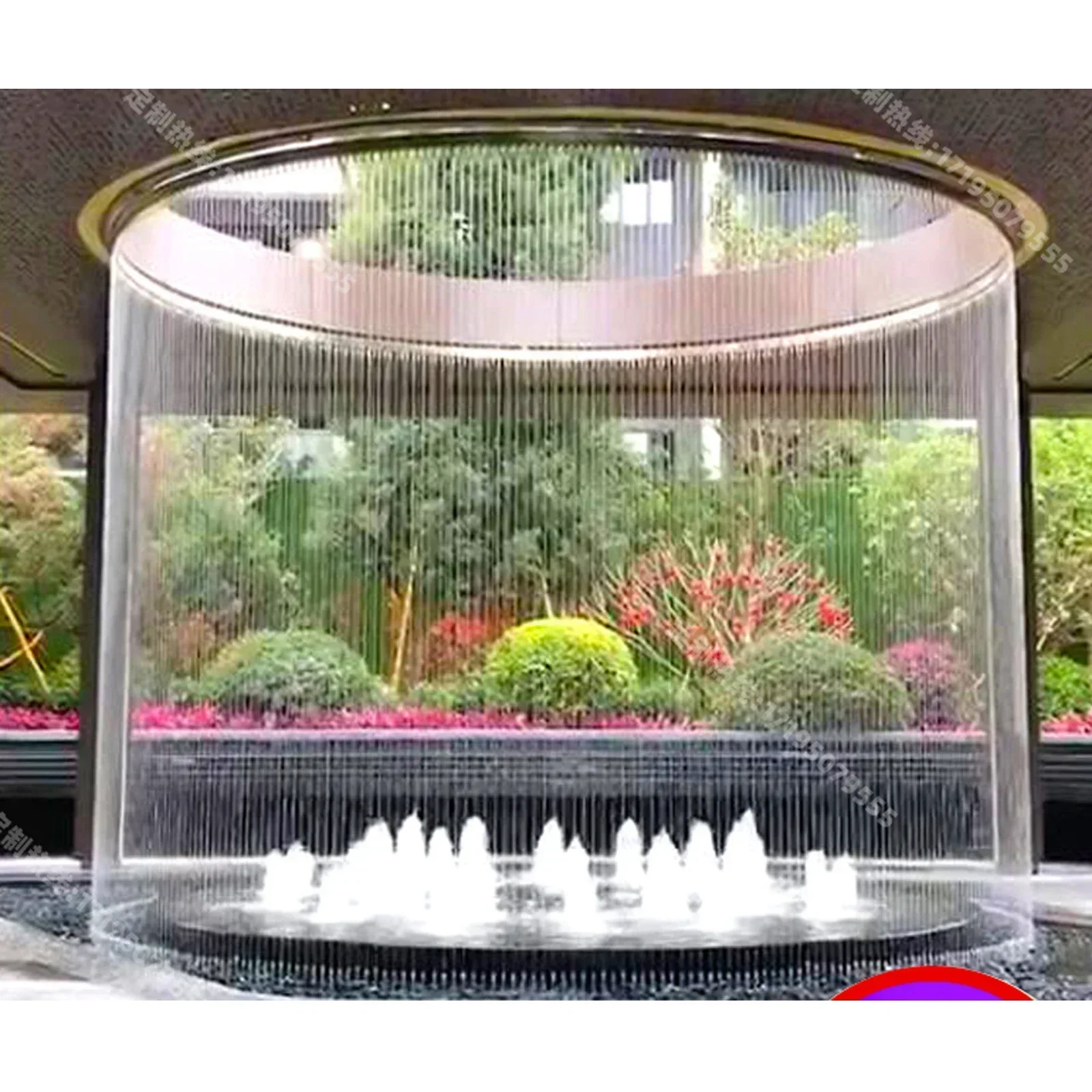 Hot salesFlowing Water Music Fountain, Optical Digital Partition Cable Colored Water Curtain Wall