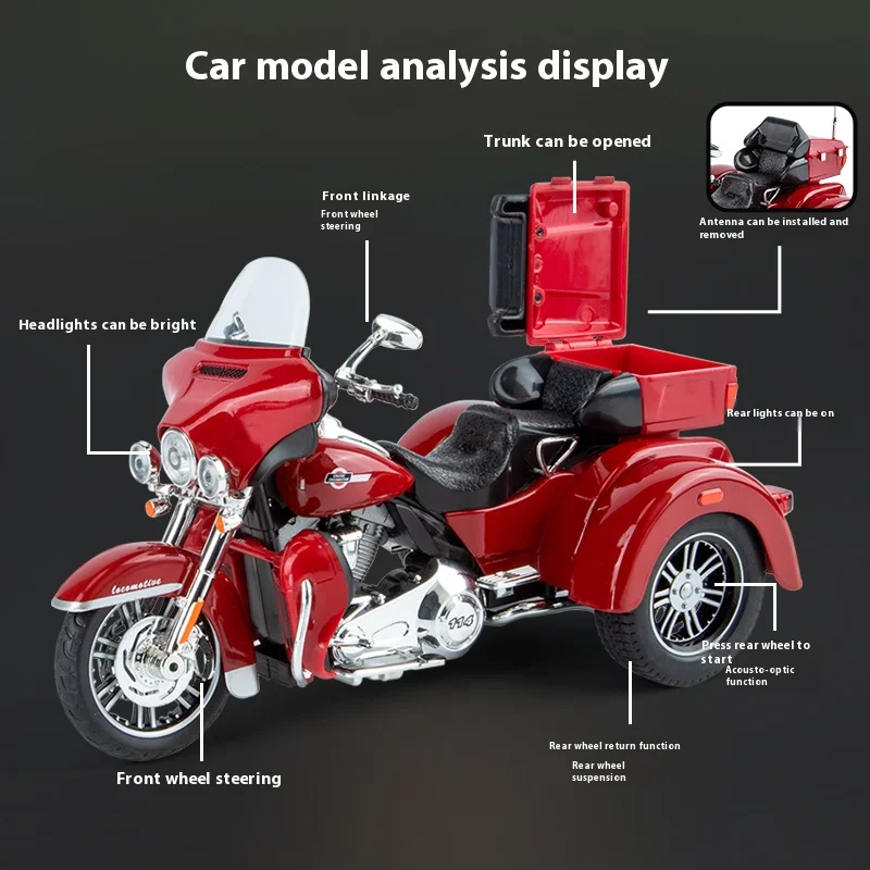1:9 TRI GLIDE ULTRA Tricycle Alloy Diecast Model Motorcycle Collecting Hobby Classic Ornament Gift Friend