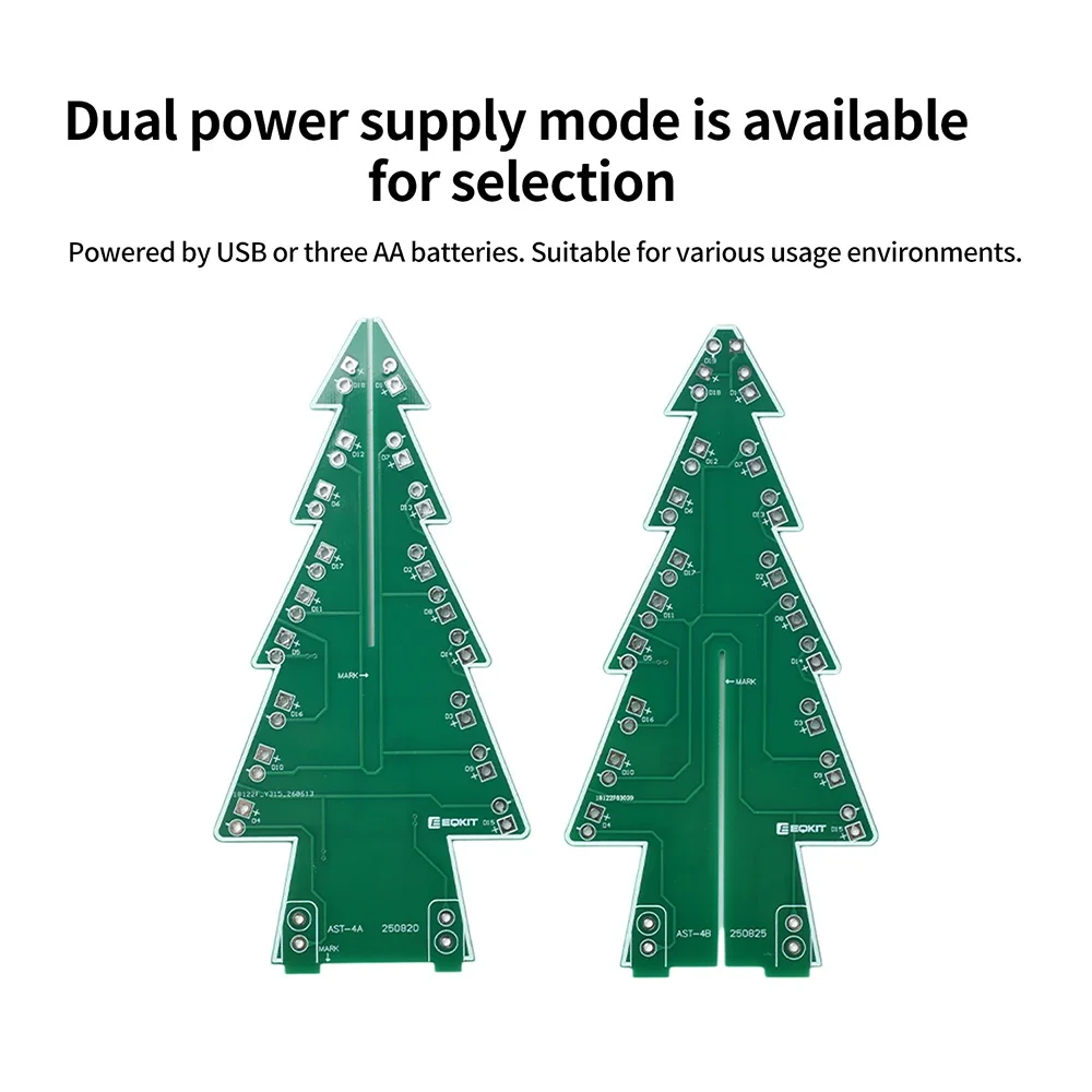 DIY 3D Bunter LED-Weihnachtsbaum-Bausatz, Schweißfreie Montage, Elektronisches Projekt für Feiertags-Handarbeiten – Detail 5