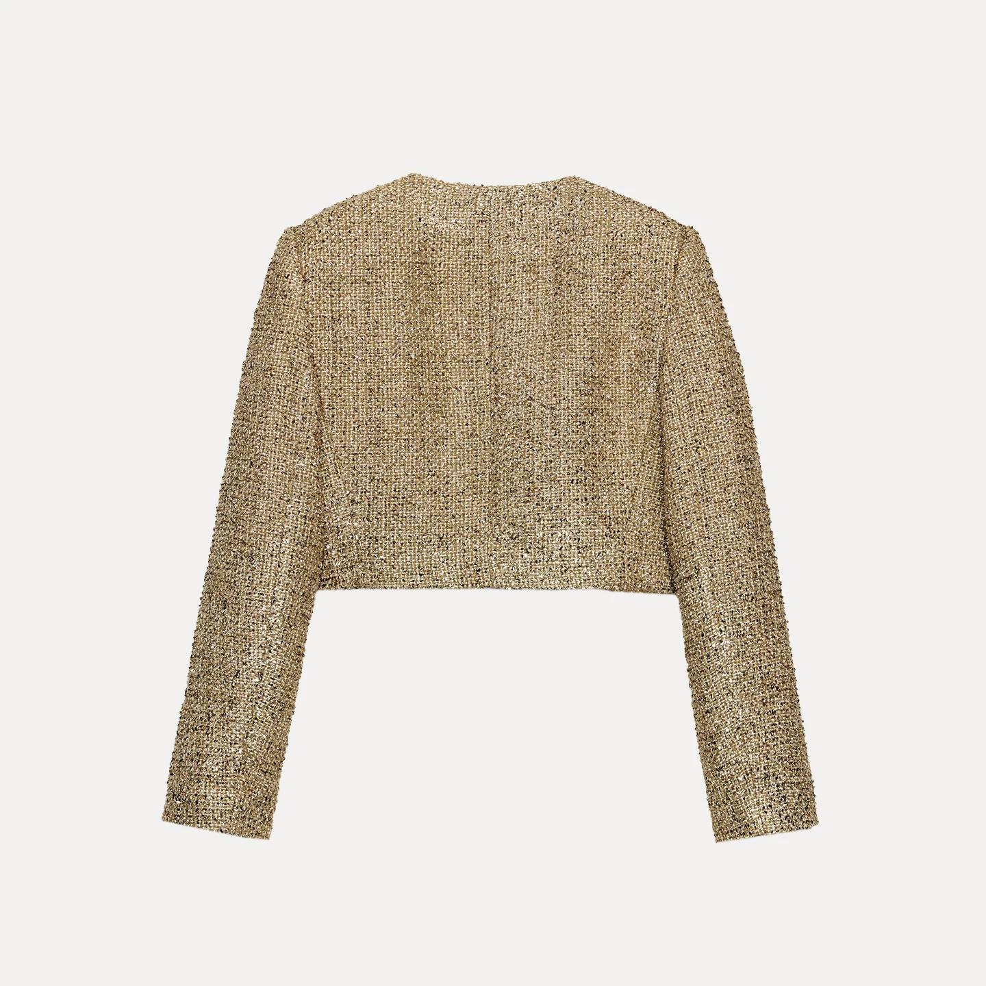 سترة نسائية قصيرة من Z موديل 2025 بتصميم جديد وخطوط معدنية اللون ذات طابع شخصي وأنيق للسيدات #3