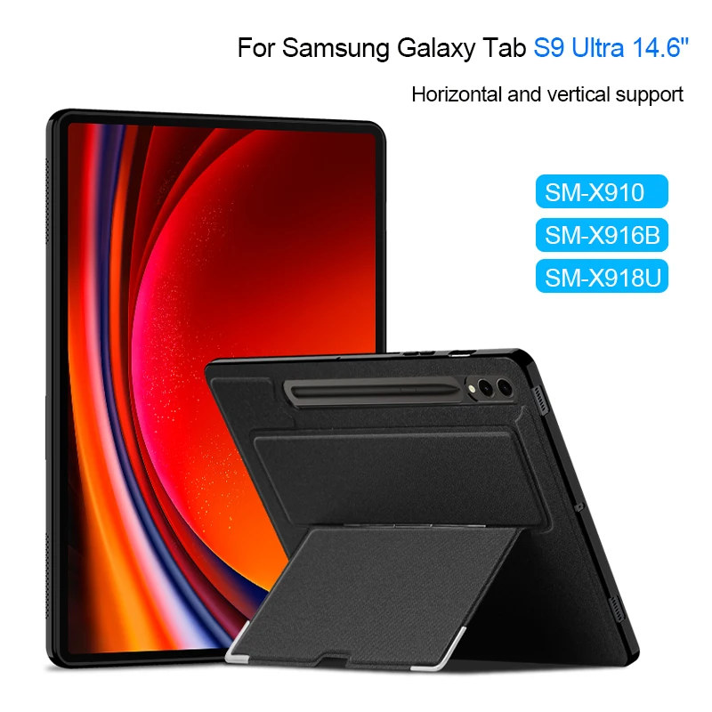 

Case For Samsung Galaxy Tab S9 Ultra 14.6" SM-X910 X916B Stand Cover Shell For Tab S9+ 12.4" SM-X810 X816B Kickstand Back Cases