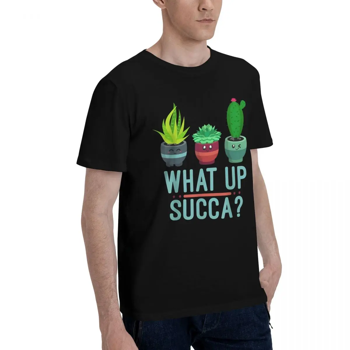 Cute Succulents Greeting Movement Top tee High grade Travel Title Cute USA Size