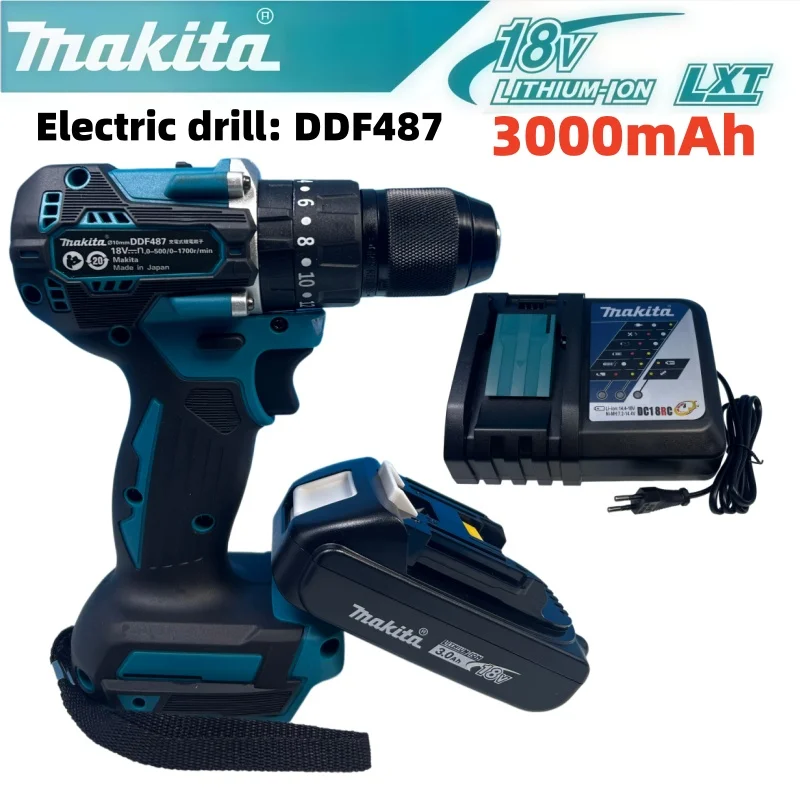 Makita DDF487 10mm Brushless Household 18V Lithium-Ion Charging Hand Drill, High Torque Electric Screwdriver Makita 18V Battery