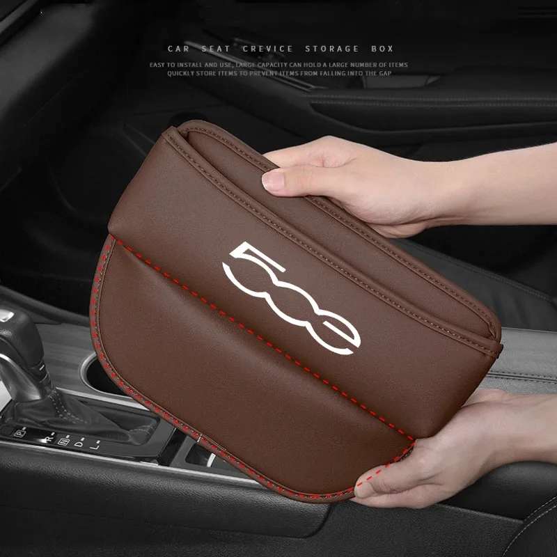 Car Seat Organizer Leather Crevice Storage Box for Abarth 500 595 695 500e Auto Accessories