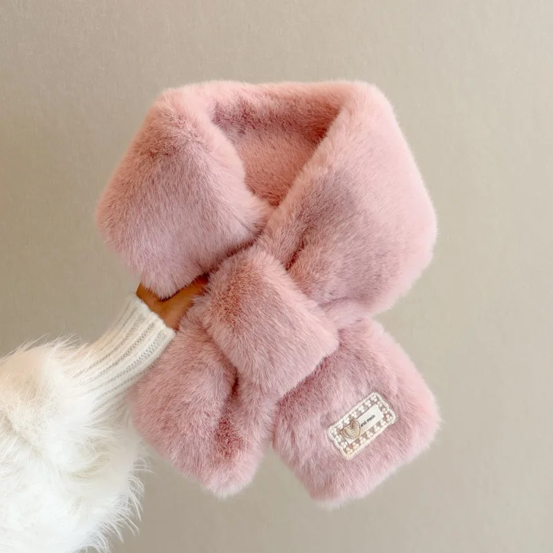 Scarf Female Warm Fashion High Sense Imitation Rabbit Hair Solid Color Plush Scarf Outdoor Cold Neck Protection Small Scarf