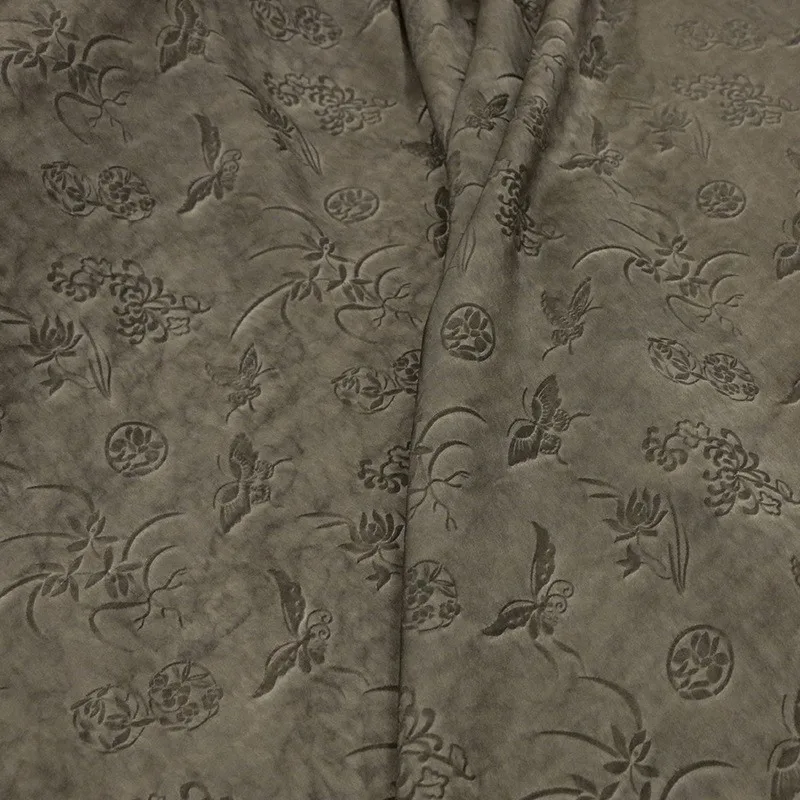 

Artistic style silk jacquard dirt-dyed fabric for skirt cheongsam and Hanfu