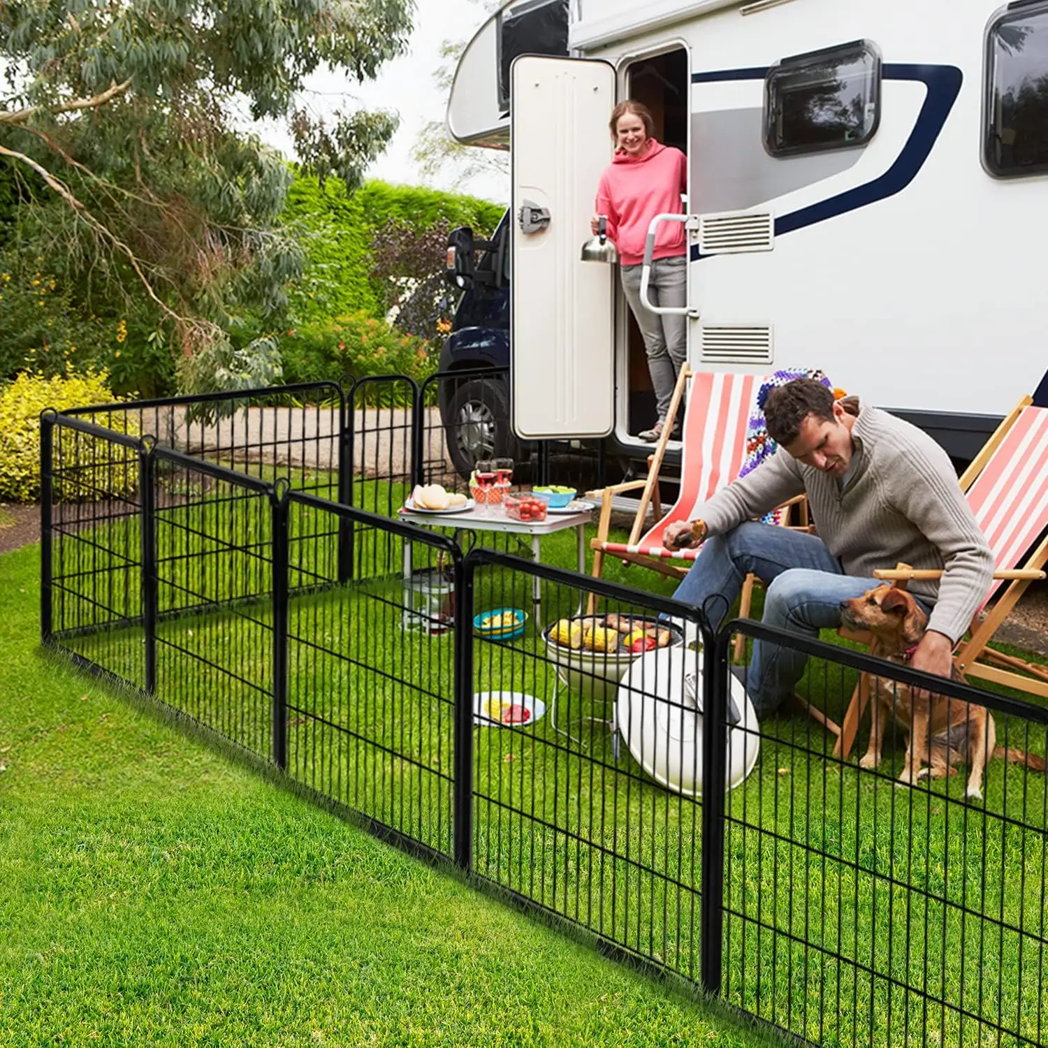 ZENY Dog Playpen 24 Inch, 16 Panels, Heavy Duty Indoor Dog Pen, Metal Folding Fence with Doors for Yard, RV, Camping