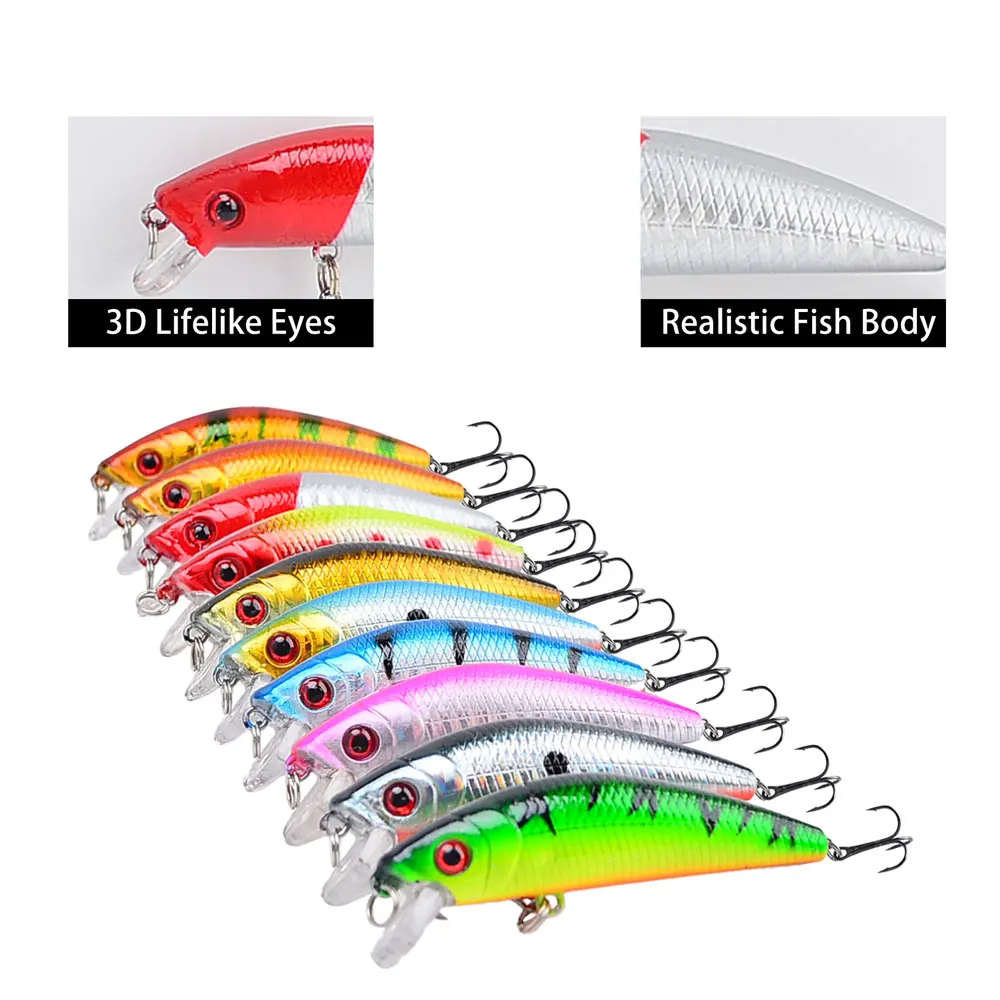 20pcs/lot Fishing Lure Minnow 7.8g/9g Realistic Fish Design with Sharp Hooks for Sea & Carp Fishing