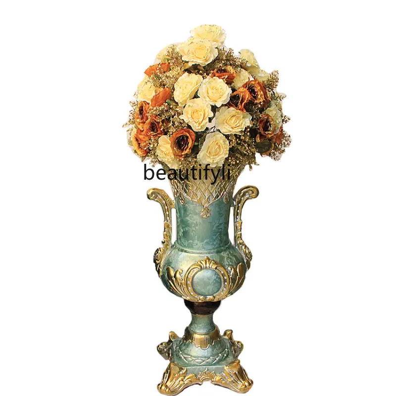 

LBX Large Vase Flower Arrangement Artificial Flower Set European Modern and Simple Home Decorations