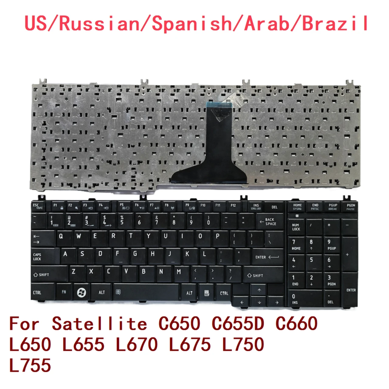 Nowa klawiatura do laptopa Toshiba Satellite C650 C655D C660 L650 L655 L670 L675 L750 L755