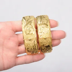 Real 18K Gold Color Bangle Bracelet for WomenTraditional Chinese Classics Bangle Bride Wedding Engagement Fine Jewelry Gifts