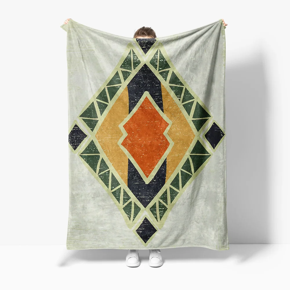 Vintage Ethnic Geometric Kilim Tribal Distressed Woven Throw Blanket Bedspread Sofa Cover