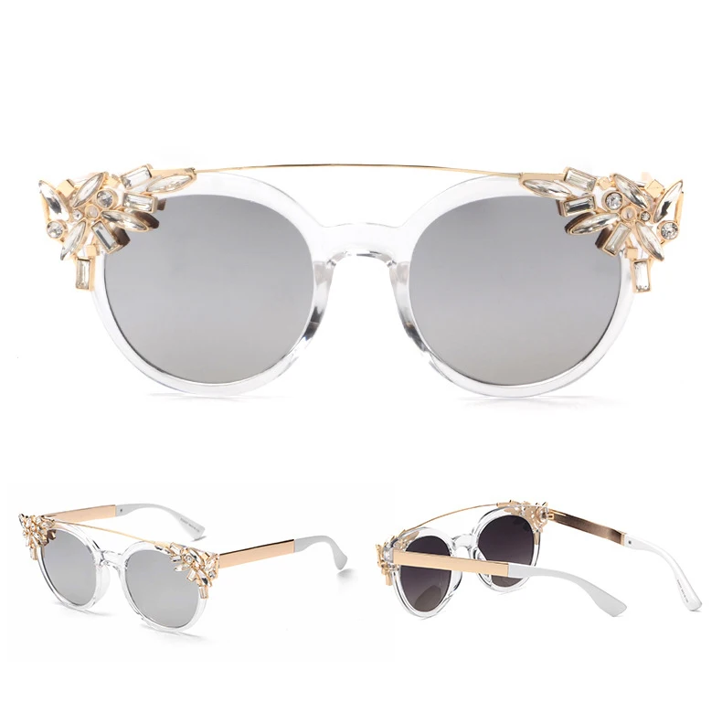 Luxury Sunglasses High Quality Brand Designer rhinestone Vintage Women Sun Glasses Cat Eye Fashion Party UV protection