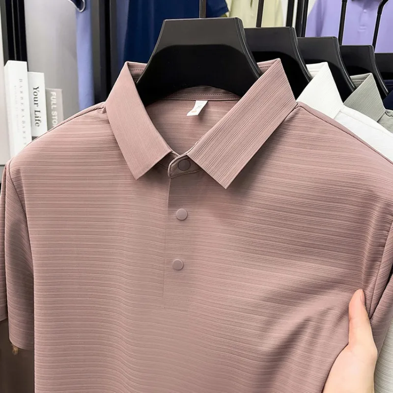 Breathable Men Polo Shirts Short Sleeve Tshirt Slim Solid Color Sport Golf Style