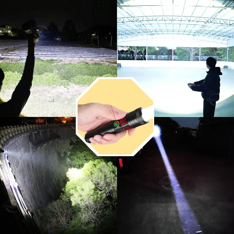 10000LUX Super Bright LED Flashlights White Laser 3000mAh Rechargeable Flashlight 1500M Powerful Lantern Camping Tactical Torch