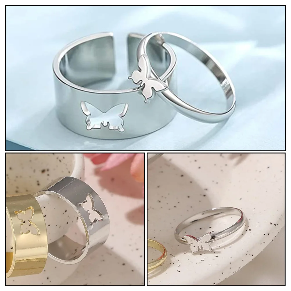 

2 Pieces Animal Rings Adjustable Opening Silver Color Fashion Finger Decor Elegant Hand Jewelry Women Accessories