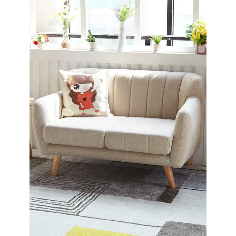 Nordic cotton and linen fabric small apartment bedroom balcony, rental house apartment Japanese-style 1.2 meters two double sofa