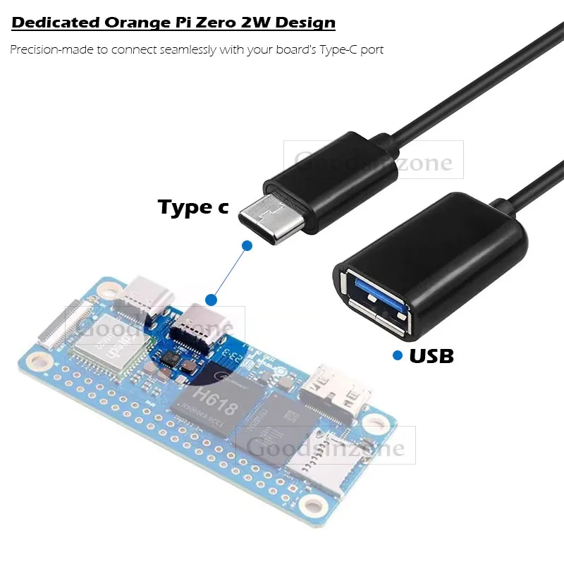 Orange Pi Zero 2W Type-C to USB Adapter Cable - 10cm OTG Converter for Data & Power