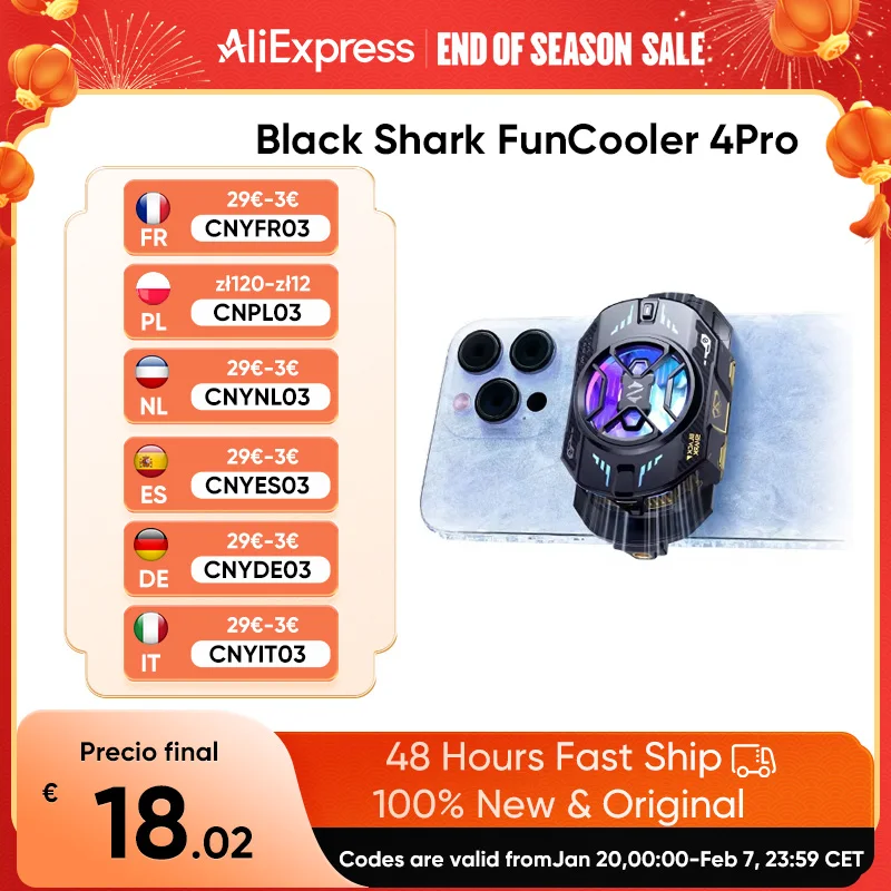 2024 nuovo Black Shark 4 Pro Cooler/Cooler 4 Fast Phone Cooler per iphone 15/ROG 8/Nubia Redmagic