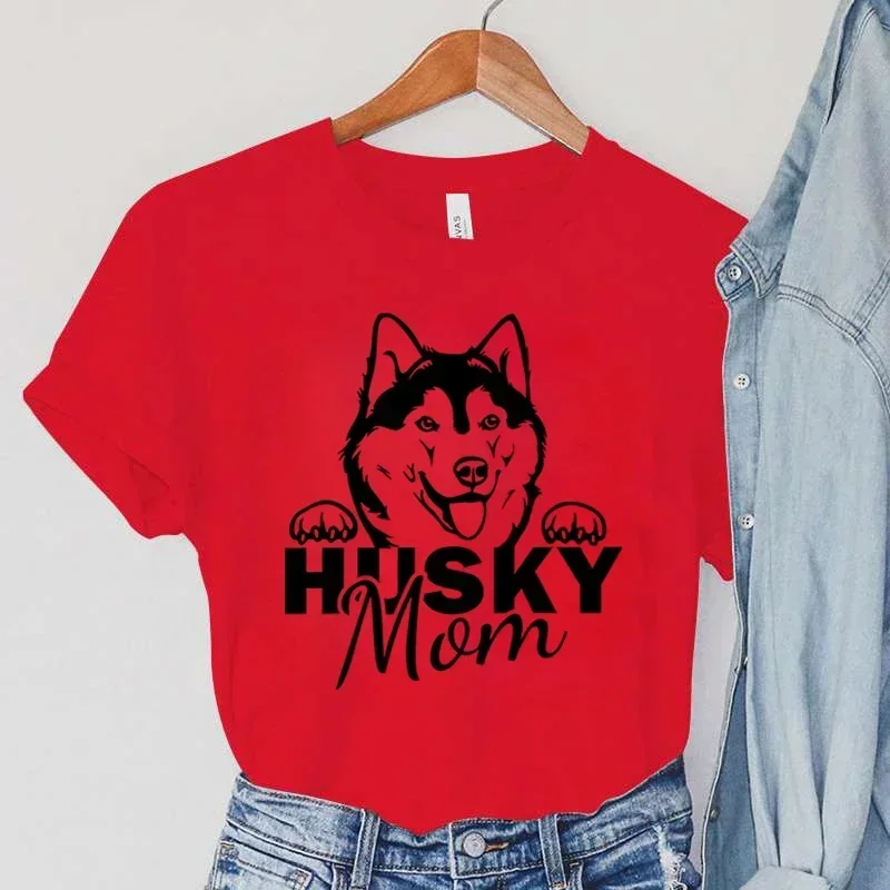 تي شيرت Harajuku Husky Mom مطبوع Y2k تي شيرت نسائي صيفي برسومات حيوانات ملابس نسائية كرتونية تي شيرت مطبوع عتيق