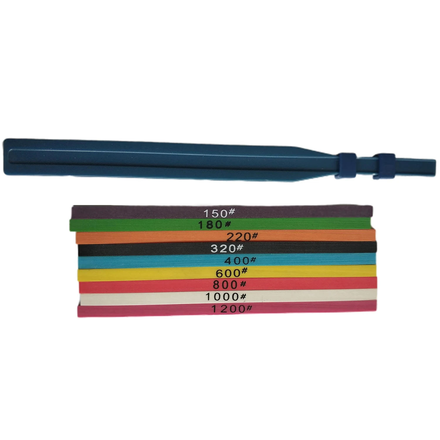 AA91 9 Pieces 100 x 4 x 1mm Fiber Whetstone Super Ceramic Whetstone for Mold Polishing + 1 Piece Clamp Bracket