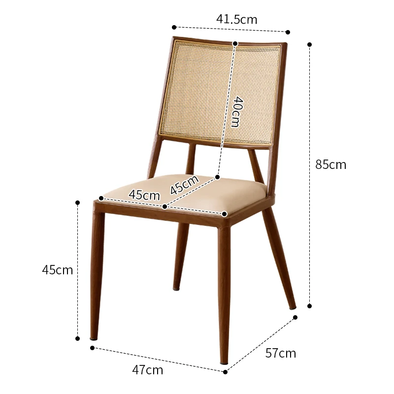 خمر الروطان مسند الظهر الطعام كرسي مع إطار الحديد الراحة الجلود مقعد مطعم كرسي المنزل الحديث المطبخ غرفة المعيشة كرسي
